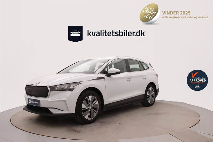 Hvid Skoda Enyaq iV fra 2021 set udefra
