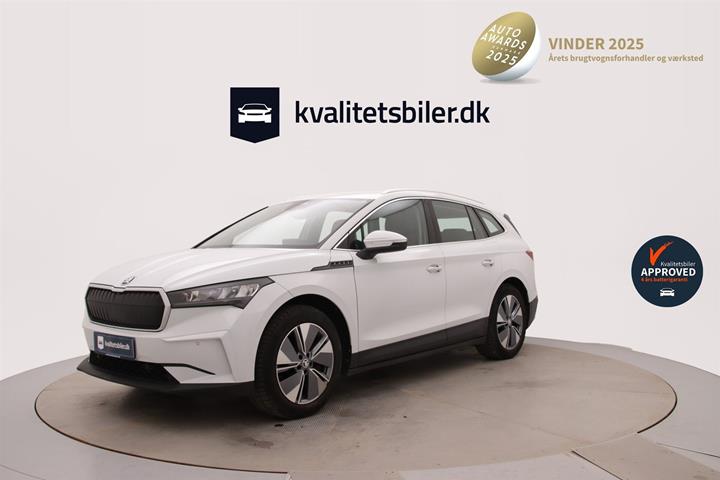 Hvid Skoda Enyaq iV fra 2021 set udefra