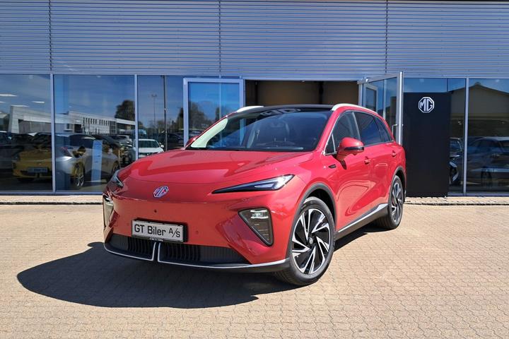 Rød MG MGS6 Electric fra 2025 set udefra