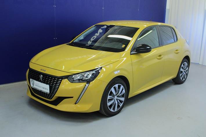 Gul Peugeot 208 fra 2023