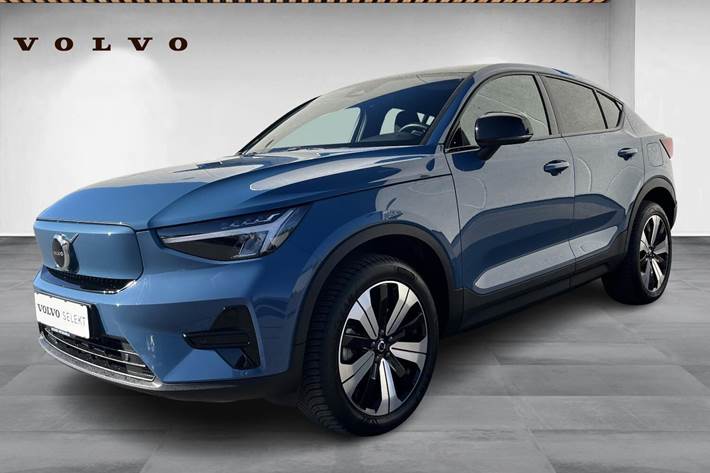 Blå Volvo C40 fra 2023 set udefra