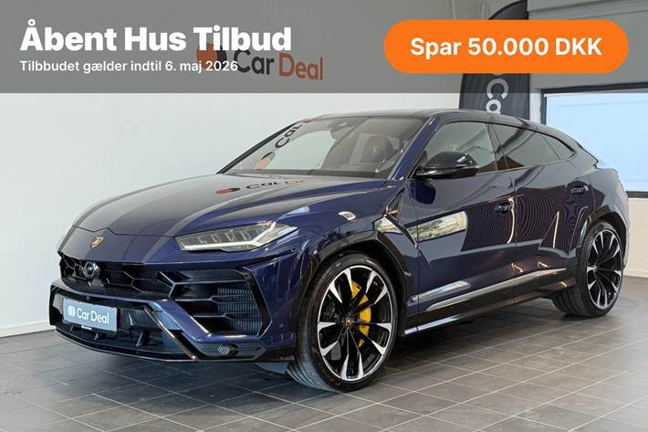 Blå Lamborghini Urus fra 2019 set udefra