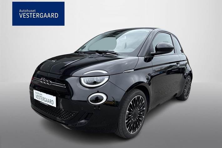 Sort Fiat 500e fra 2021 set udefra