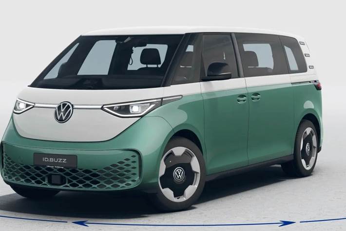 Grøn VW ID.Buzz fra 2026 set udefra