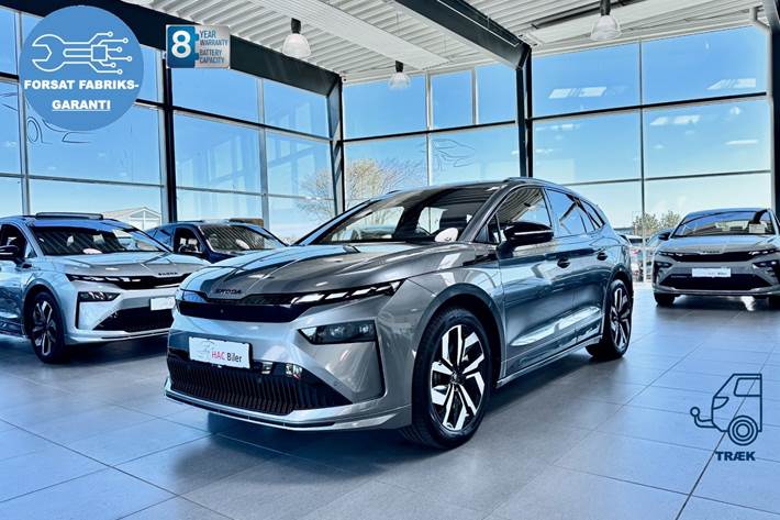 Grå Skoda Enyaq fra 2026 set udefra
