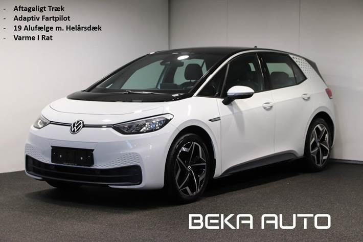 Hvid VW ID.3 fra 2021 set udefra
