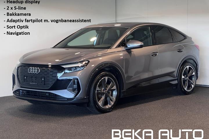 Grå Audi Q4 e-tron fra 2024 set udefra