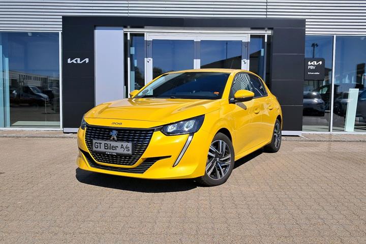 Gul Peugeot 208 fra 2021 set udefra