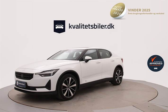 Hvid Polestar 2 fra 2022 set udefra