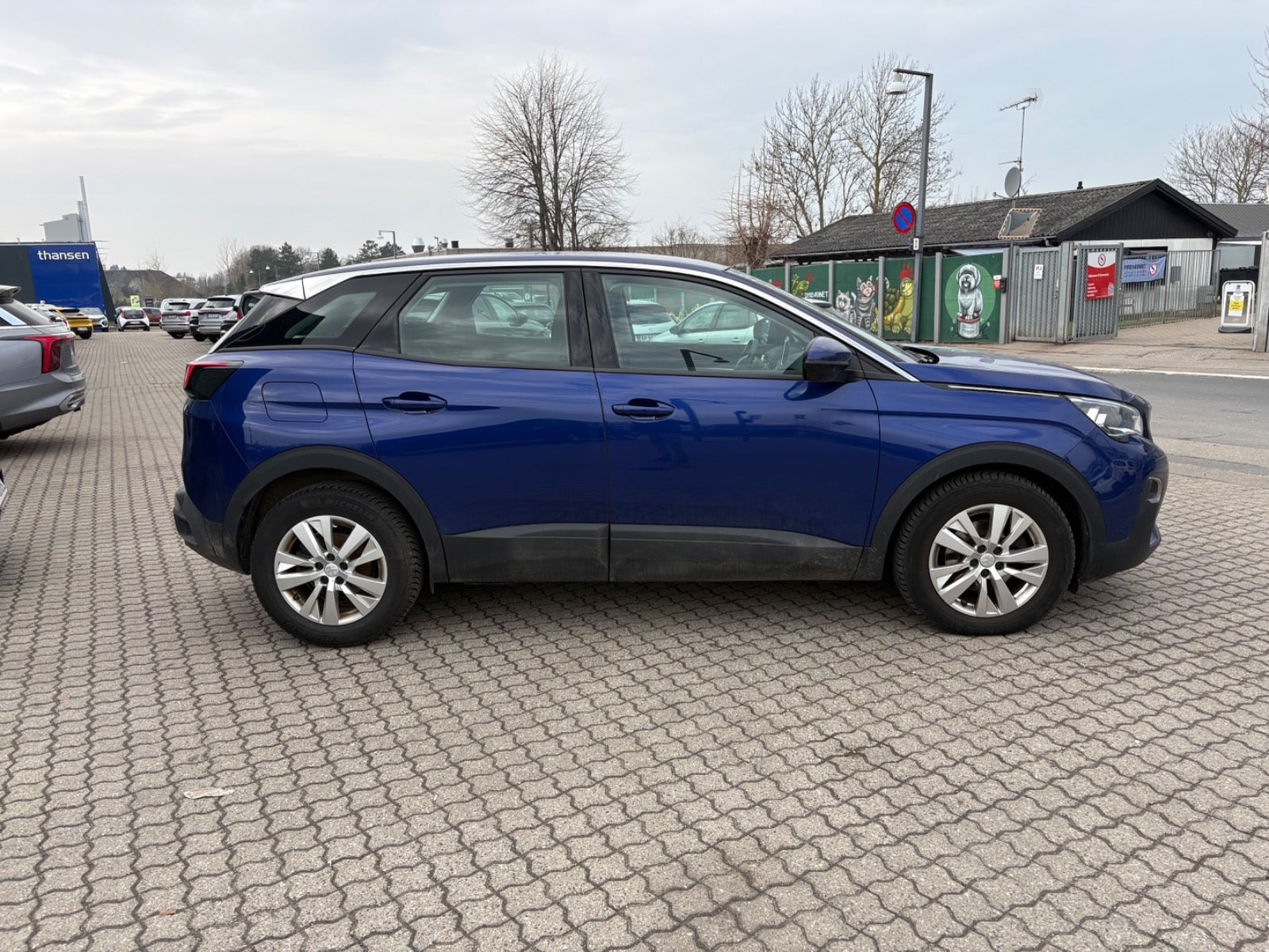Blå Peugeot 3008 fra 2018