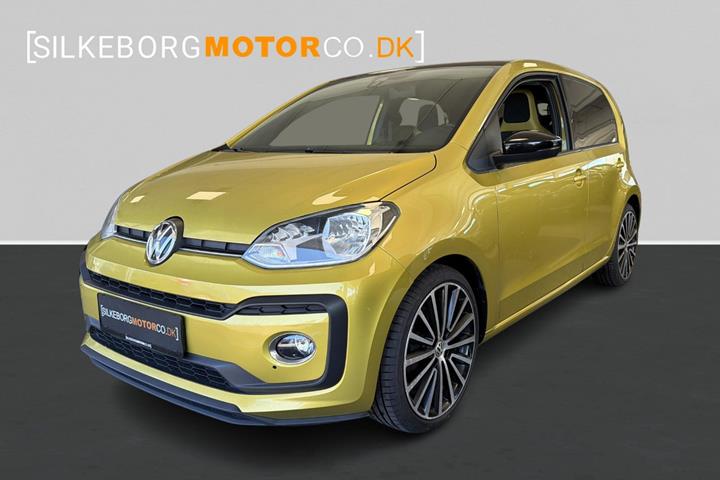 Gul VW UP! fra 2017 set udefra