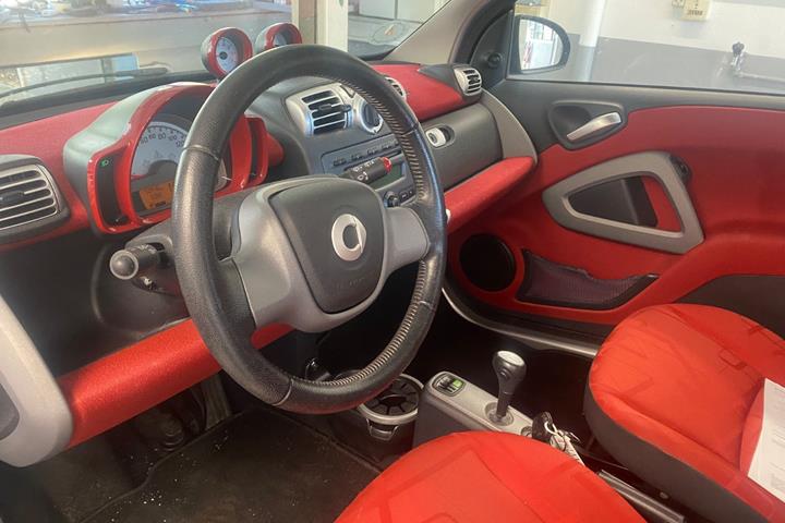 Rød Smart ForTwo Coupé fra 2009 set indefra