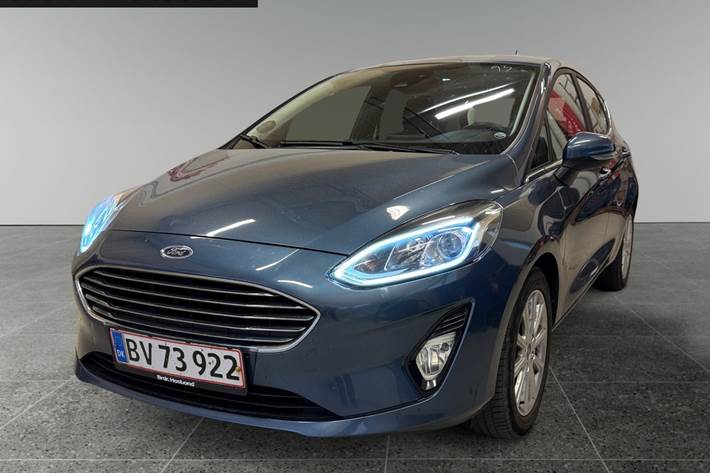 Blå Ford Fiesta fra 2019 set udefra