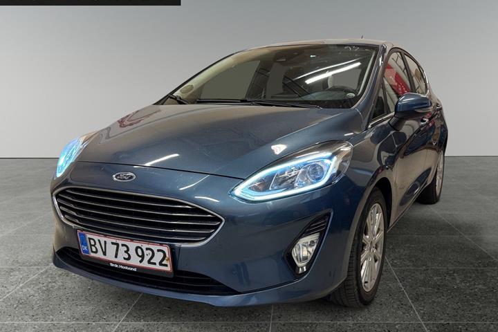 Blå Ford Fiesta fra 2019 set udefra