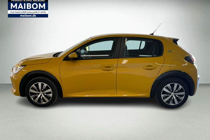 Gul Peugeot e-208 fra 2021