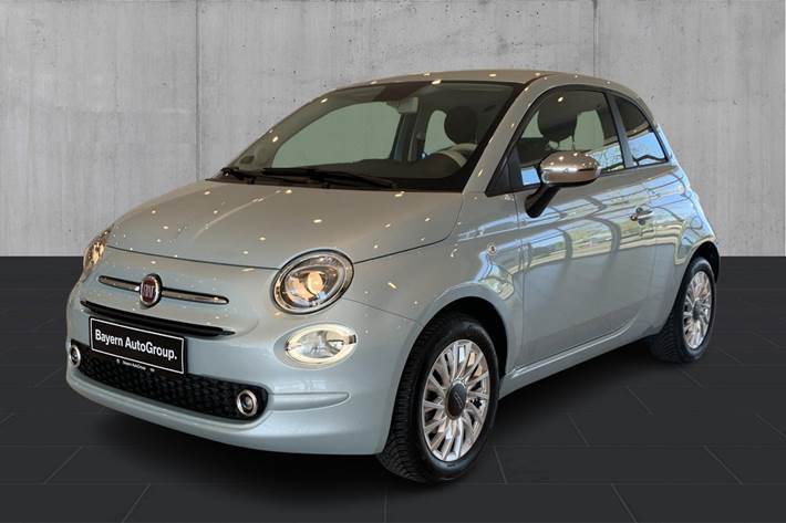 Blå Fiat 500 fra 2023