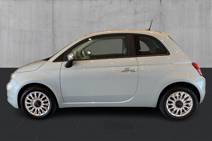 Blå Fiat 500 fra 2023