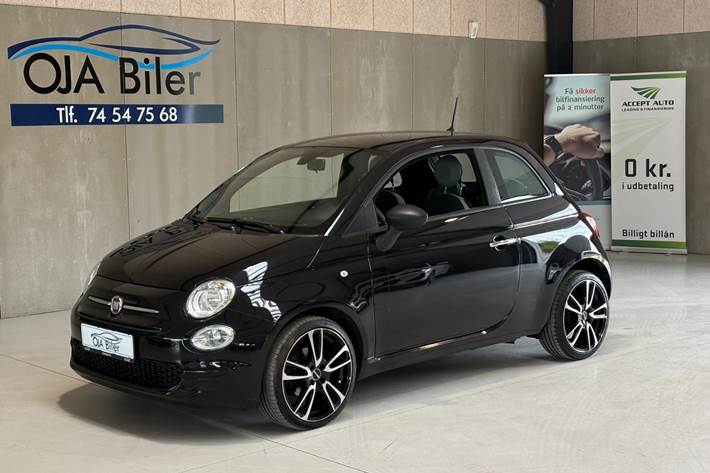 Sort Fiat 500 fra 2020 set udefra