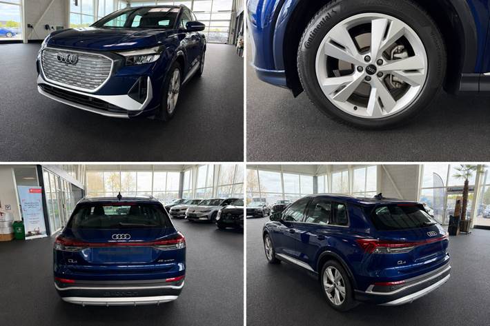 Blå Audi Q4 e-tron fra 2024