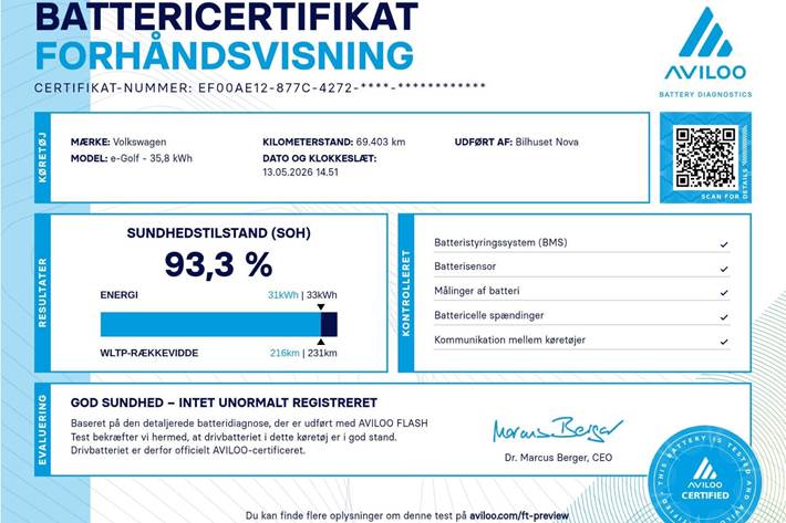 Grå VW e-Golf VII fra 2020