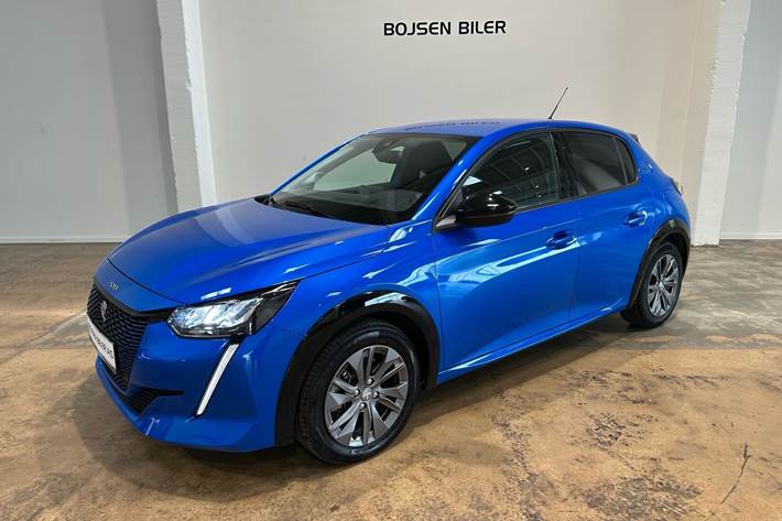 Blå Peugeot e-208 fra 2023