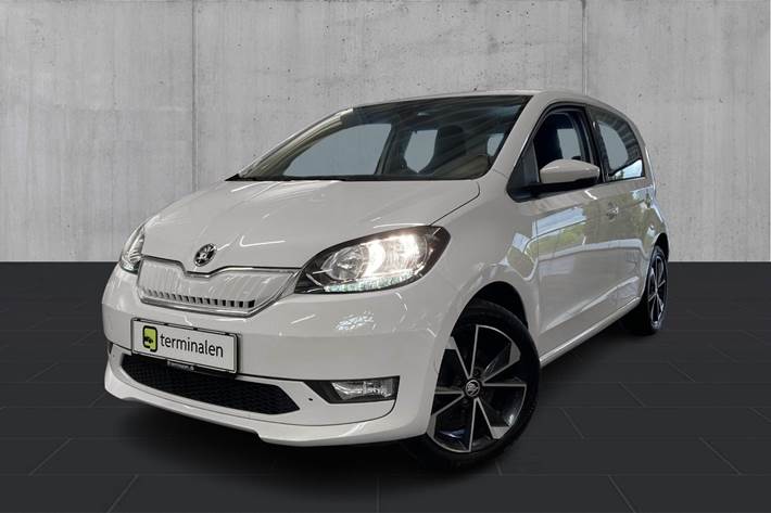 Hvid Skoda Citigo-e fra 2021 set udefra