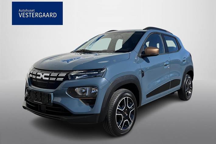 Grå Dacia Spring fra 2023 set udefra