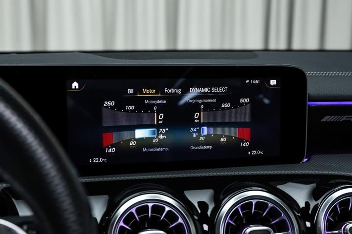 Blå Mercedes A35 fra 2019