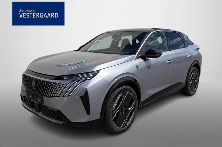 Grå Peugeot e-3008 fra 2025 set udefra