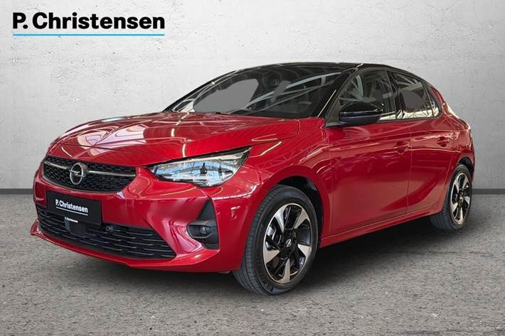 Rød Opel Corsa-e fra 2023 set udefra