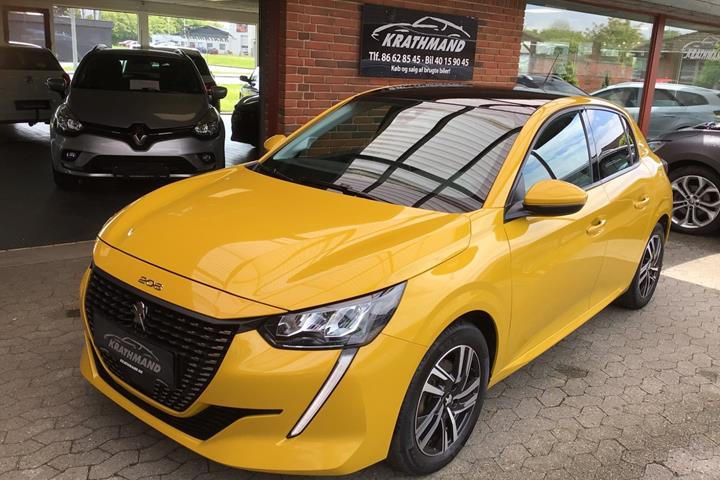 Gul Peugeot 208 fra 2021 set udefra