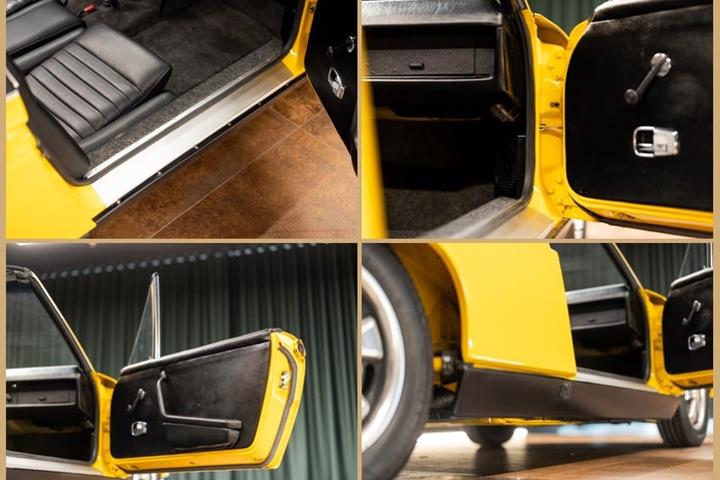 Gul Porsche 914 fra 1970 set indefra