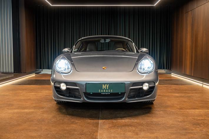 Grå Porsche Cayman S fra 2008