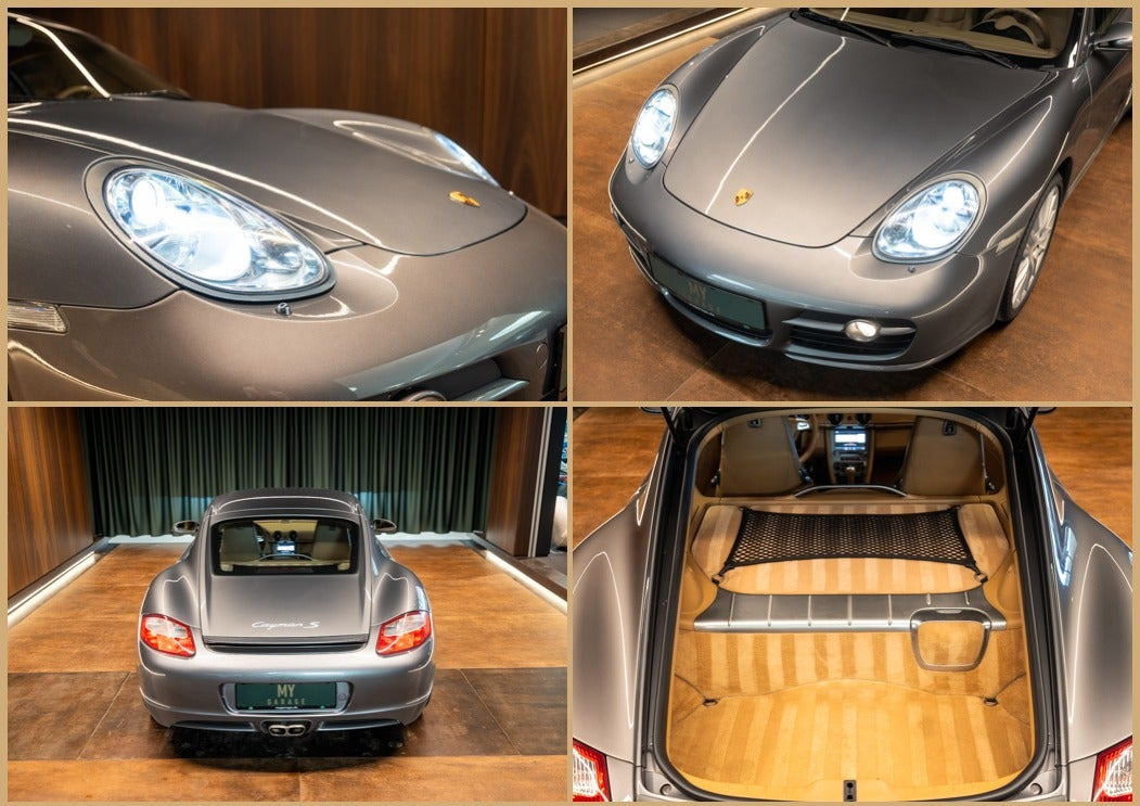 Grå Porsche Cayman S fra 2008