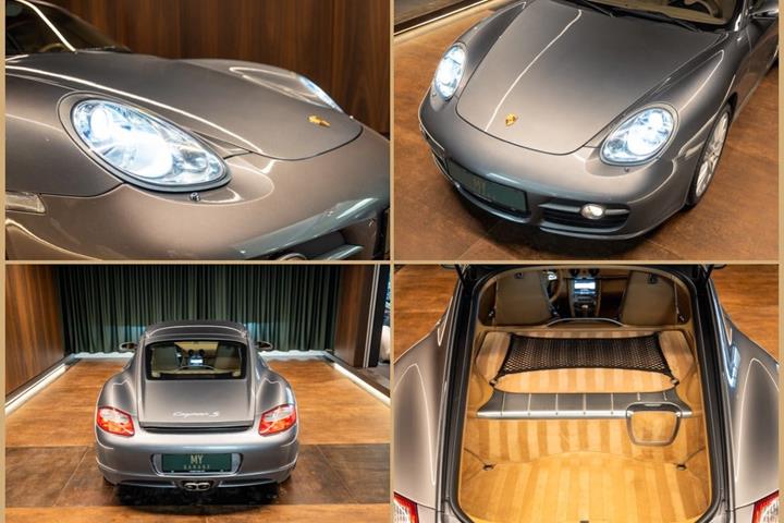 Grå Porsche Cayman S fra 2008