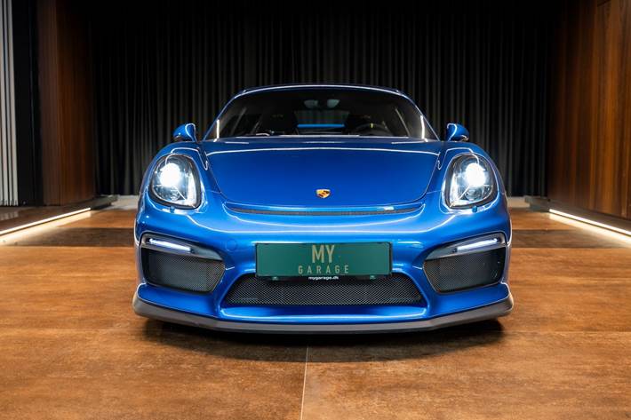 Blå Porsche Cayman GT4 fra 2016