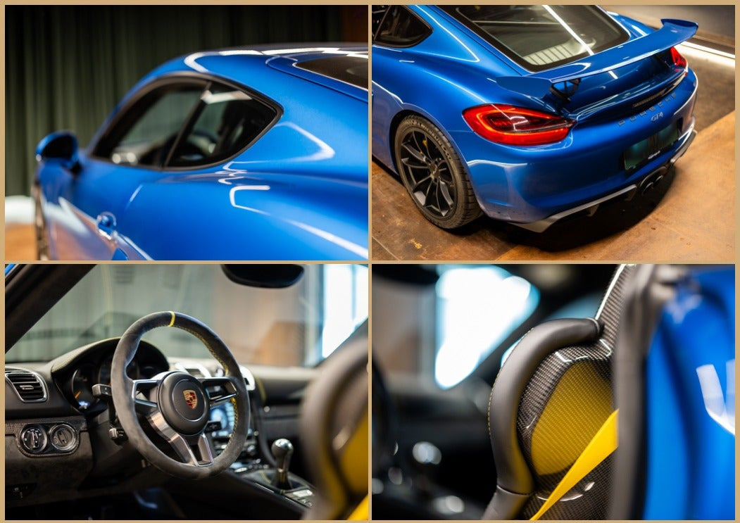 Blå Porsche Cayman GT4 fra 2016