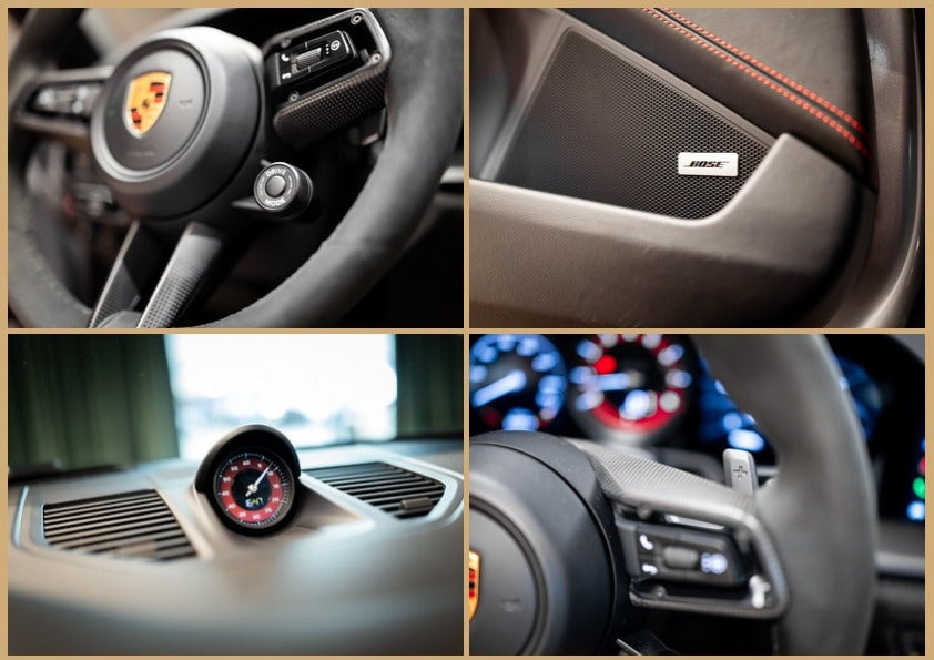 Sølv Porsche 911 Targa 4 GTS fra 2022 set indefra