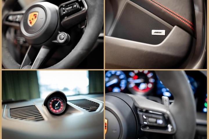 Sølv Porsche 911 Targa 4 GTS fra 2022 set indefra