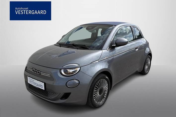 Grå Fiat 500e fra 2023 set udefra