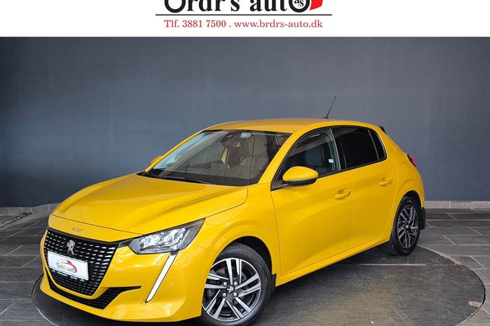 Gul Peugeot 208 fra 2021 set udefra