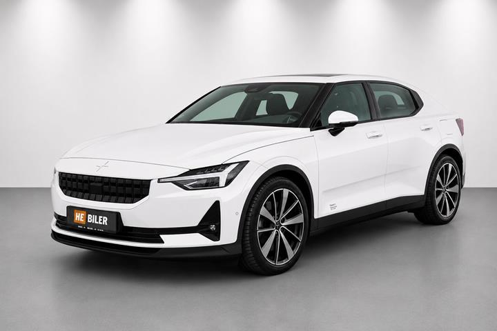 Hvid Polestar 2 fra 2022 set udefra