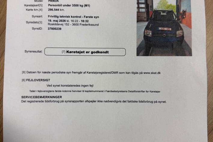 Blå Fiat Panda fra 2008