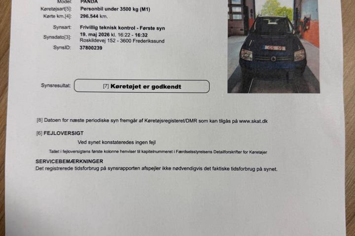 Blå Fiat Panda fra 2008