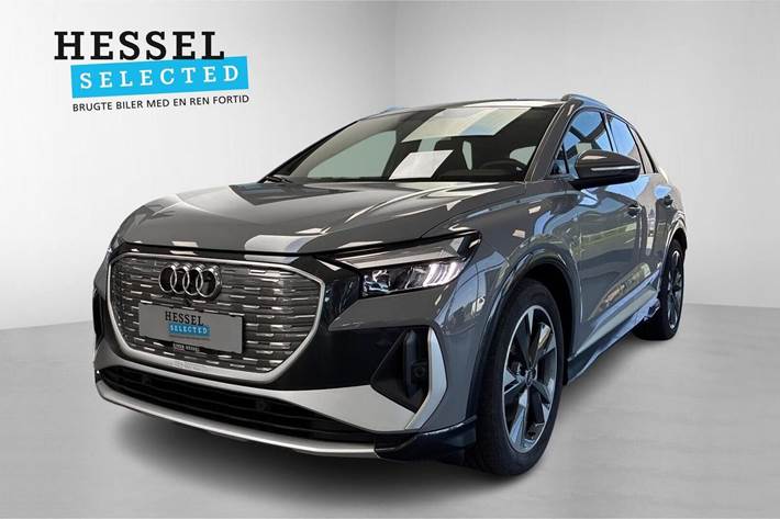 Grå Audi Q4 e-tron fra 2025 set udefra