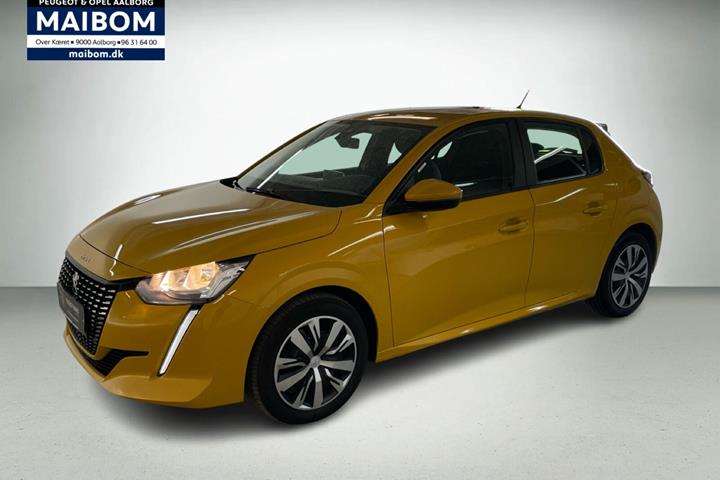 Gul Peugeot 208 fra 2020 set udefra