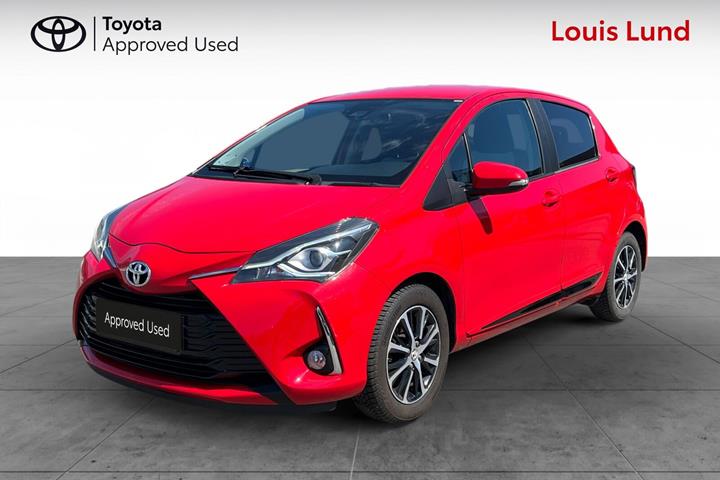 Rød Toyota Yaris fra 2018 set udefra