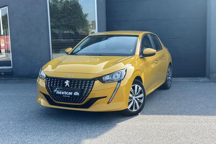 Gul Peugeot 208 fra 2020 set udefra