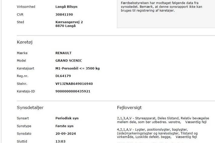 Sort Renault Grand Scénic fra 2013
