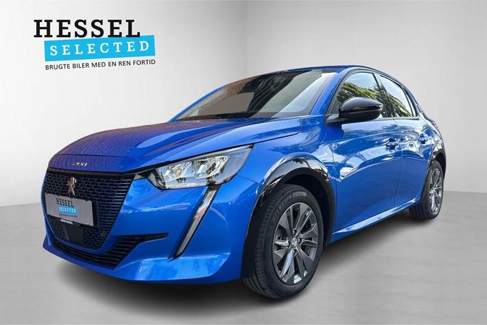 Blå Peugeot e-208 fra 2023